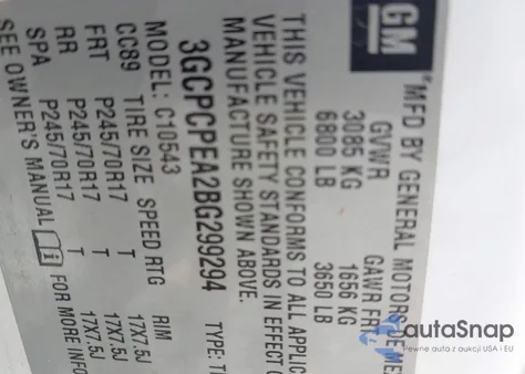 2011 Chevrolet Silverado 1500 Work Truck z USA, uszkodzony, nr VIN 3GCPCPEA2BG299294